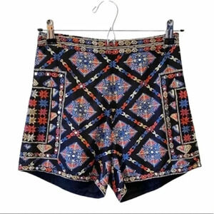 Hollister Shorts High Rise Boho Aztec Tribal Print Black Blue  Red Size 00 XXS